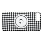 Trendy zwart-wit houndstooth-monogram Case-Mate iPhone case (Achterkant (Horizontaal))