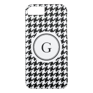 Trendy zwart-wit houndstooth-monogram Case-Mate iPhone case