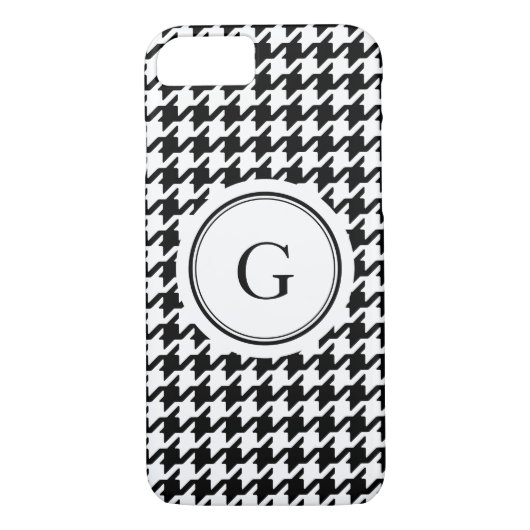 Trendy zwart-wit houndstooth-monogram Case-Mate iPhone case (Achterkant)