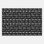 Trendy zwart-wit kalligrafie Be My Valentijn Inpakpapier Vel (Voorkant 2)