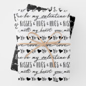 Trendy zwart-wit kalligrafie Be My Valentijn Inpakpapier Vel (In situ)