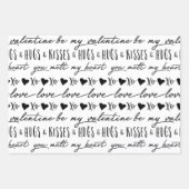 Trendy zwart-wit kalligrafie Be My Valentijn Inpakpapier Vel (Voorkant 3)