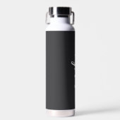 Trendy zwart-wit kalligrafie naam waterfles (Voorkant)
