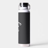 Trendy zwart-wit kalligrafie naam waterfles (Achterkant)