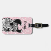 Trendy zwart & wit lama driehoeken bagagelabel (Voorkant horizontaal)