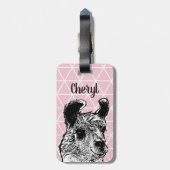 Trendy zwart & wit lama driehoeken bagagelabel (Achterkant verticaal)