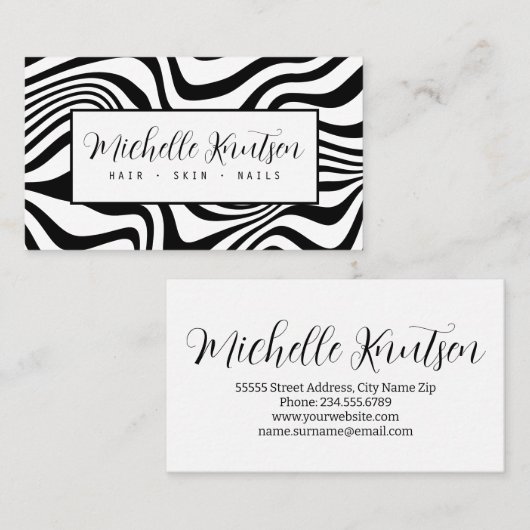 Trendy zwart-wit Make-up Artiest Haarsalon Visitekaartje (Voorkant / Achterkant)