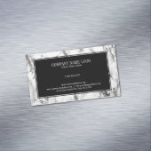 Trendy zwart-wit marmeren stenen patroon visitekaartje magneet (Voorbeeld)