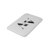 Trendy Zwart Wit Minimalist Girly Monogram Naam Badmat (Gekanteld)