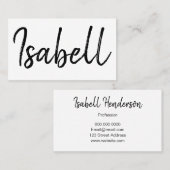 Trendy zwart-wit minimalistische moderne eenvoudig visitekaartje (Voorkant / Achterkant)