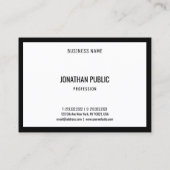 Trendy zwart wit minimalistische Sjabloon Elegant Visitekaartje (Achterkant)