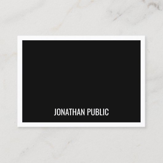 Trendy zwart wit minimalistische Sjabloon Elegant Visitekaartje (Voorkant)
