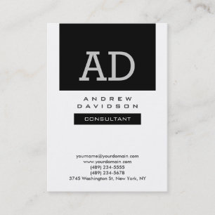 Trendy Zwart Wit Modern Monogram Zakelijke Visitek Visitekaartje