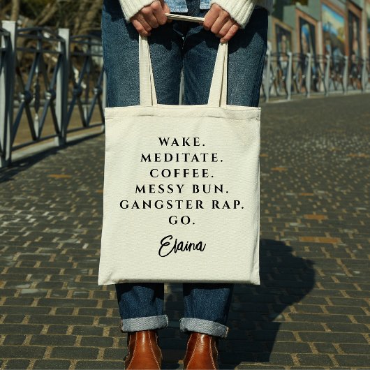 Trendy zwart-wit moderne citaat tote bag