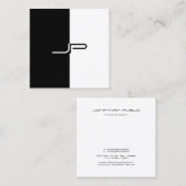 Trendy Zwart Wit Monogram Initiaal Stijlvol Modern Vierkante Visitekaartje (Voorkant / Achterkant)