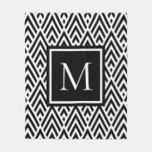 Trendy Zwart Wit Monogram Pijl Diamant Patroon Fleece Deken (Voorkant)
