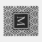 Trendy Zwart Wit Monogram Pijl Diamant Patroon Fleece Deken (Voorkant (Horizontaal))