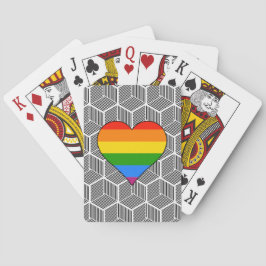 Trendy zwart wit ontwerp met regenboog hart liefde pokerkaarten
