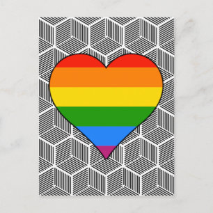 Trendy zwart wit ontwerp regenboog hart liefde briefkaart