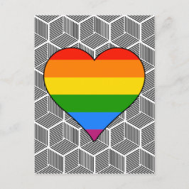 Trendy zwart wit ontwerp regenboog hart liefde briefkaart