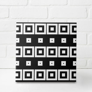 Trendy zwart-wit op art geometrisch patroon tegeltje