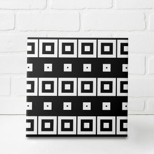 Trendy zwart-wit op art geometrisch patroon tegeltje