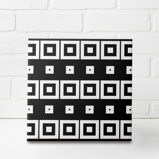 Trendy zwart-wit op art geometrisch patroon tegeltje