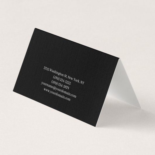 Trendy Zwart & Wit Plain Creatief Modern Linnen Visitekaartje (Achterkant)