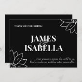 Trendy zwart-wit platte bedankkaart (Voorkant / Achterkant)