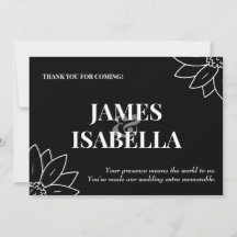 Trendy zwart-wit platte bedankkaart