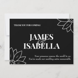 Trendy zwart-wit platte bedankkaart