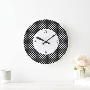 Trendy zwart-wit polka stippen met nummers grote klok