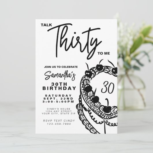 Trendy zwart-wit praat dertig tegen mij 30 verjaar kaart (Staand voorkant)