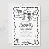 Trendy zwart-wit proost op 30-jarige verjaardag kaart (Voorkant)