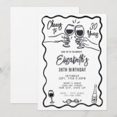 Trendy zwart-wit proost op 30-jarige verjaardag kaart (Voorkant / Achterkant)