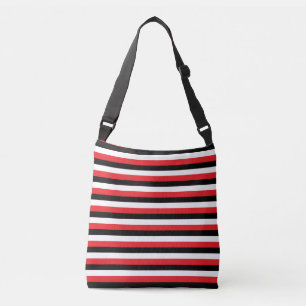 Trendy zwart wit rode gestreepte crossbody tas