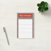 Trendy zwart-wit rode Houndstooth Chic Design Post-it® Notes (Kantoor)