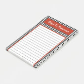 Trendy zwart-wit rode Houndstooth Chic Design Post-it® Notes (Schuin)