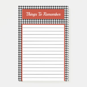 Trendy zwart-wit rode Houndstooth Chic Design Post-it® Notes