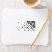 Trendy zwart wit roze strepen stippen patroon etiket (Insitu)