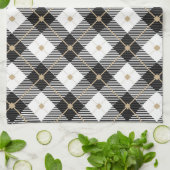 Trendy zwart-wit ruitpatroon theedoek (Gevouwen)