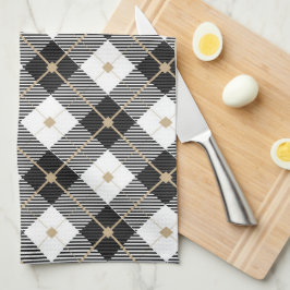 Trendy zwart-wit ruitpatroon theedoek