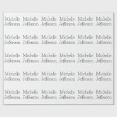 Trendy Zwart & Wit Script Naam Chic Cadeaupapier (Vlak)