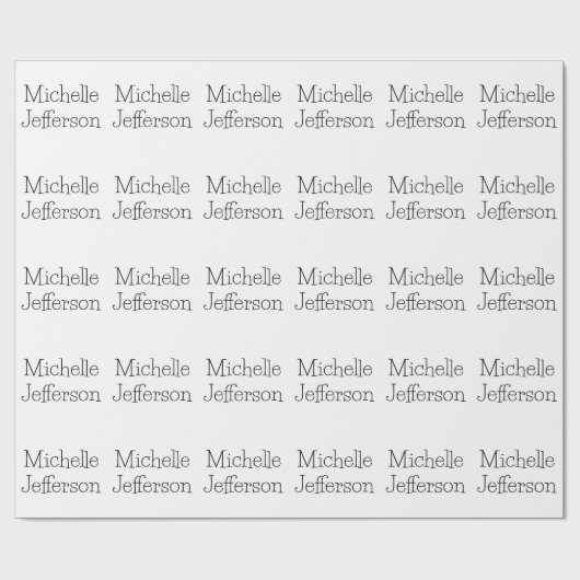 Trendy Zwart & Wit Script Naam Chic Cadeaupapier (Vlak)