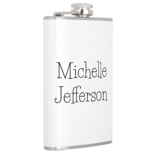 Trendy Zwart & Wit Script Naam Chic Heupfles (Rechts)