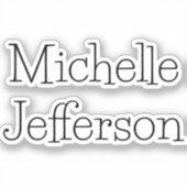 Trendy Zwart & Wit Script Naam Chic Sticker (Voorkant)