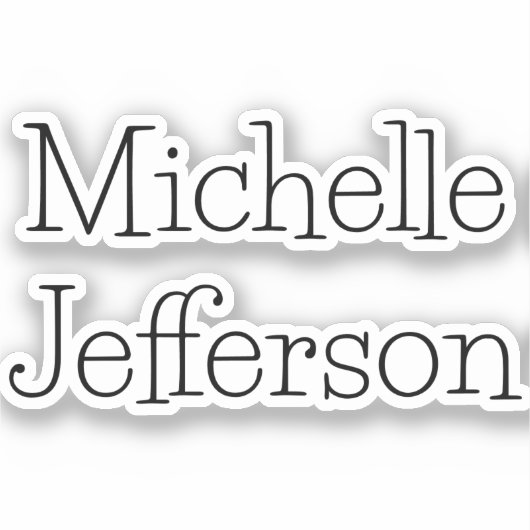 Trendy Zwart & Wit Script Naam Chic Sticker (Voorkant)