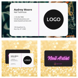 Trendy zwart-wit Sjabloon nageltechnicus Visitekaartje