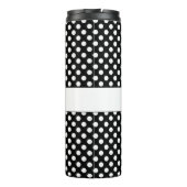 Trendy zwart-wit stippenpatroon Monogram Thermosbeker (Achterkant)