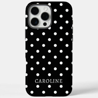 Trendy Zwart & Wit Stippenpatroon Persoonlijke Naa iPhone 16 Pro Max Hoesje